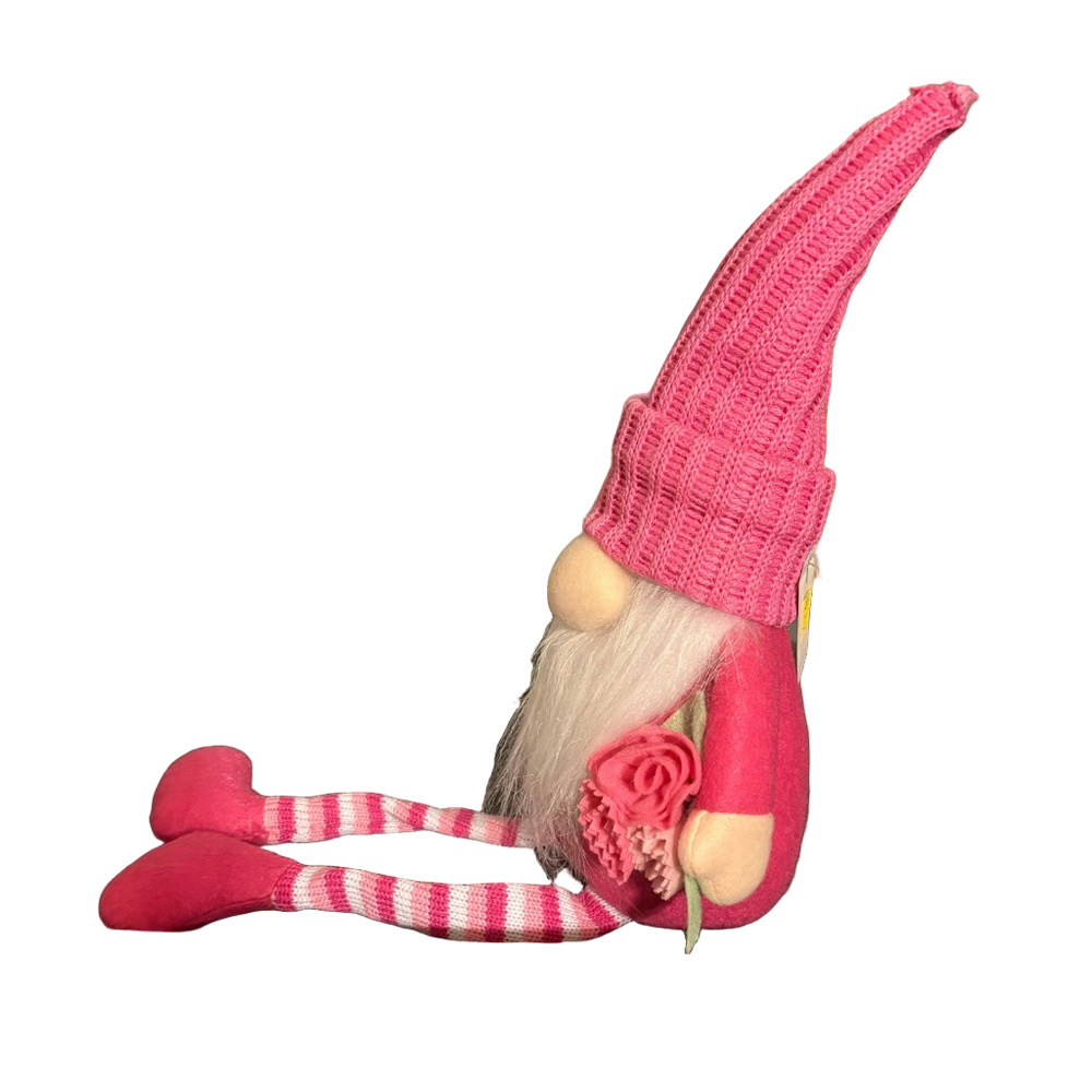 Pink Valentine’s Day Gnome Shelf Sitter Plush Decor Rose Spring Tiered Tray Deco - Picture 3 of 5